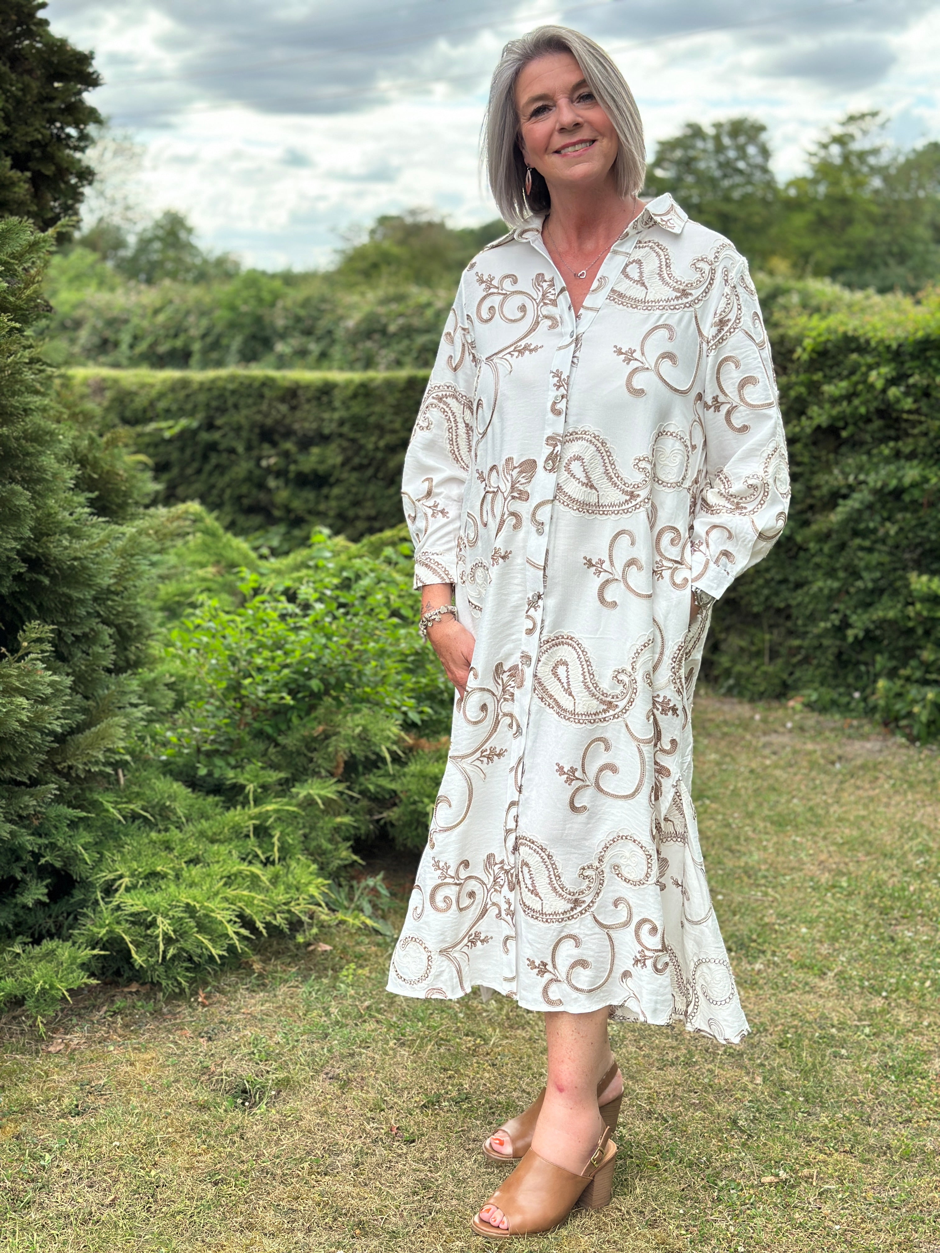 juliana paisley silk shirt dress intermix