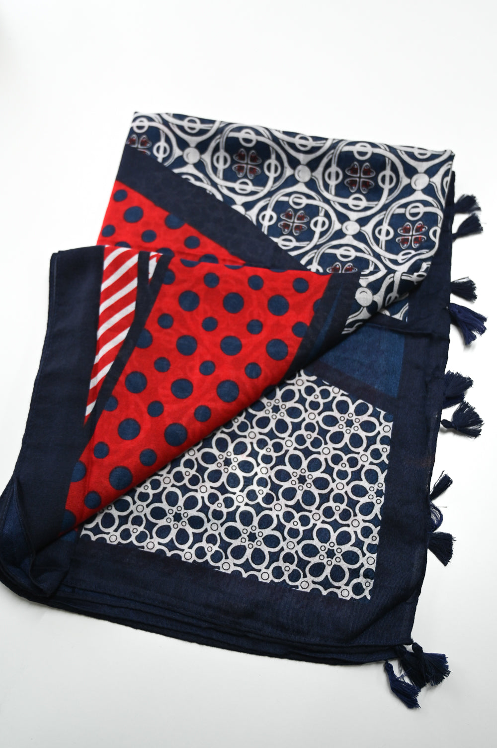 Navy/Red Print Scarf