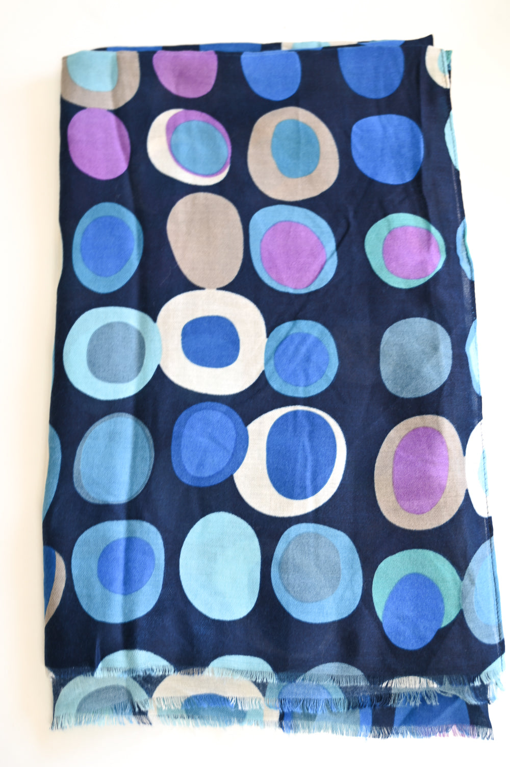 Circle Print Scarf - Blue & Lilac