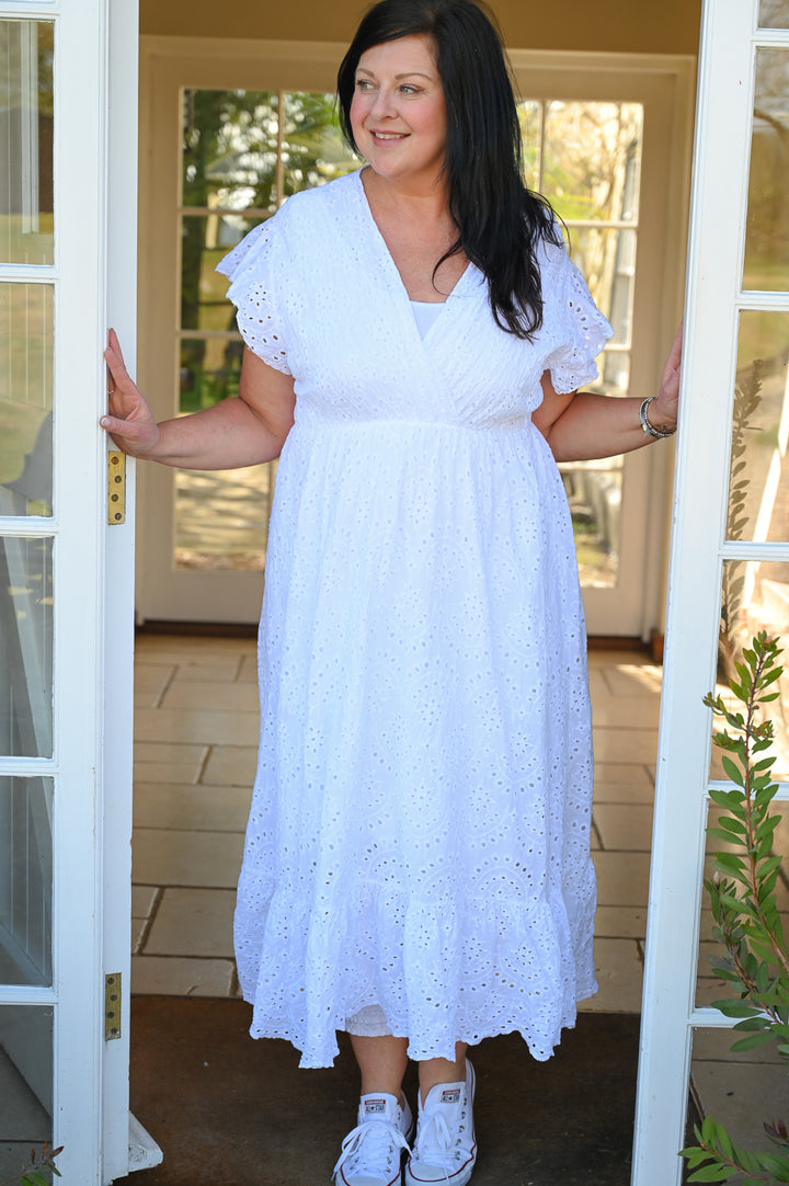 White Broderie Anglaise Cotton Dress