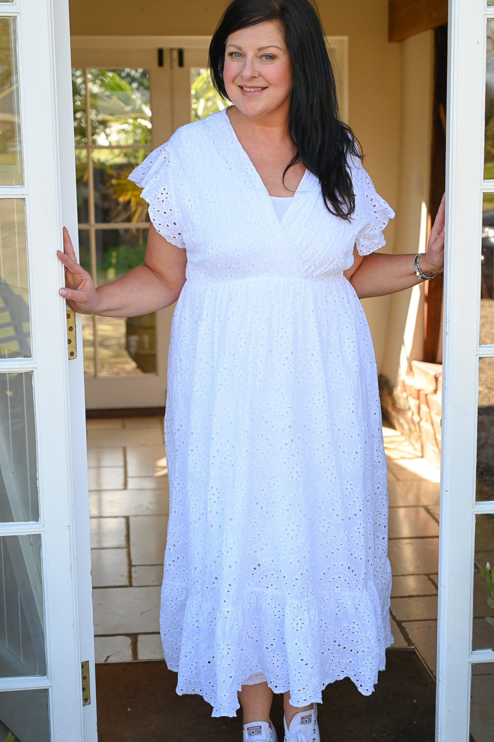 White Broderie Anglaise Cotton Dress