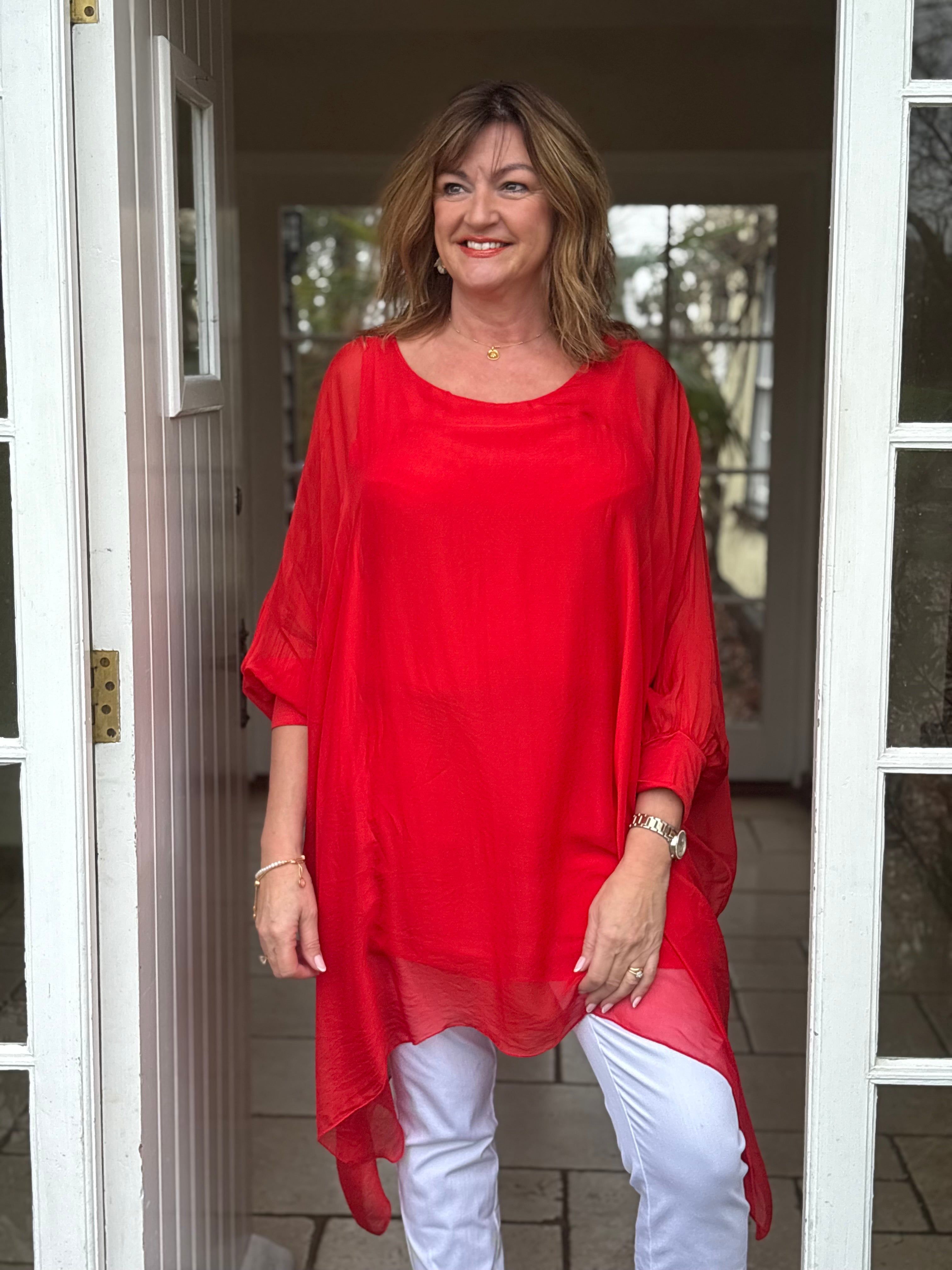 Bella Silk Blouse | Ruby Red – Mandy's Heaven