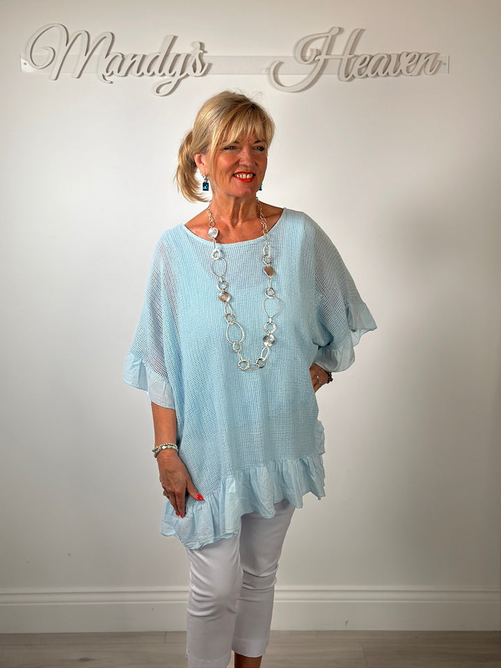 Mesh Textured Blouse | Baby Blue