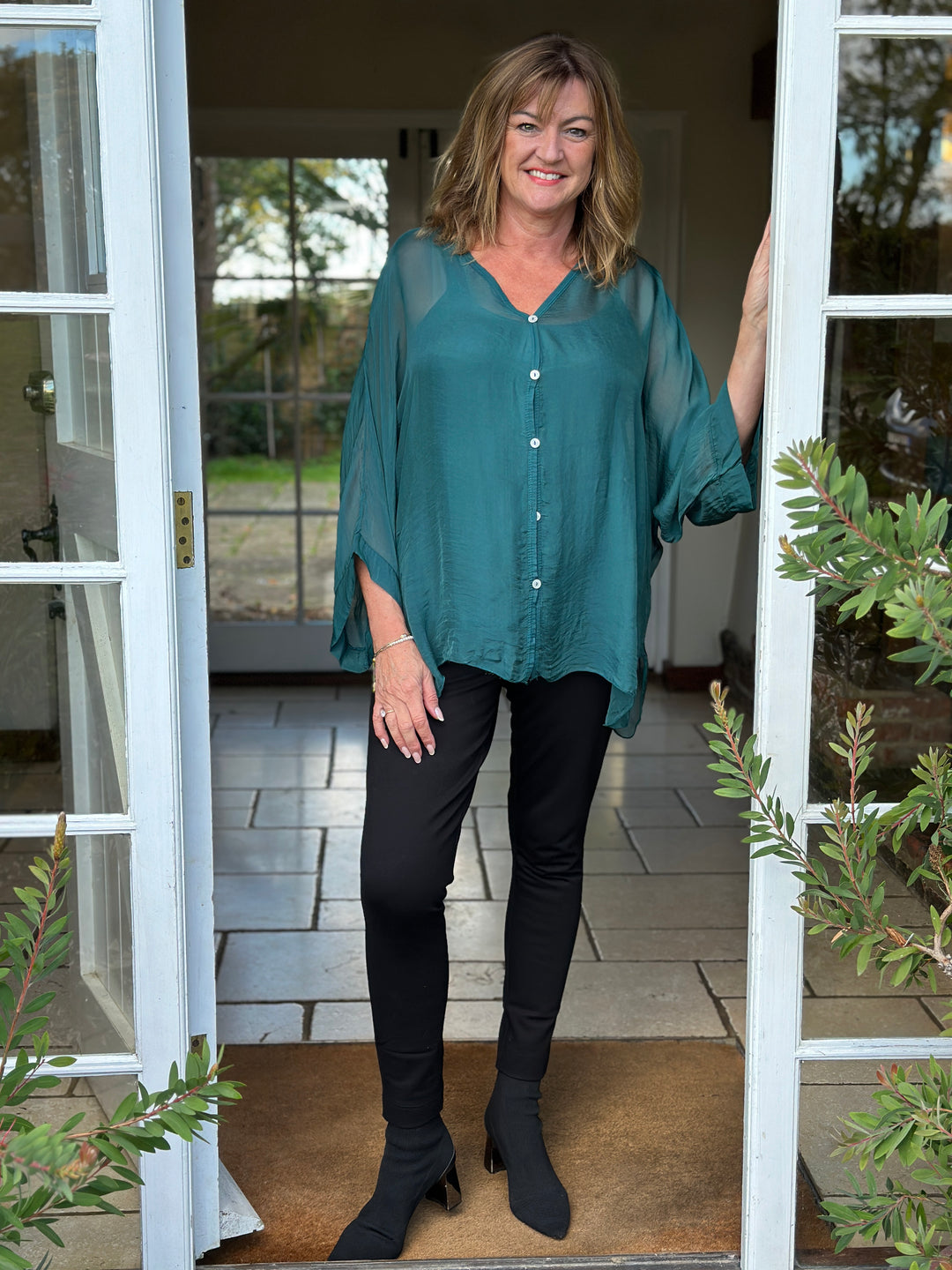 Naomi Silk Blouse | Teal