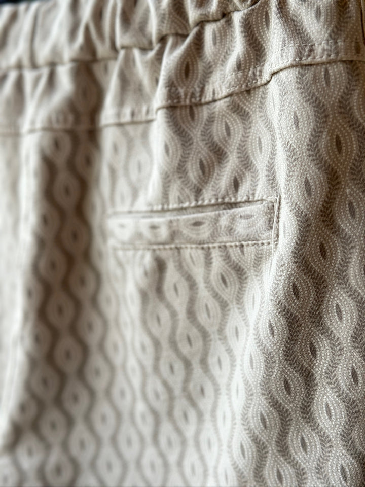 Geometric Print Slim Fit Premium Trouser | Beige