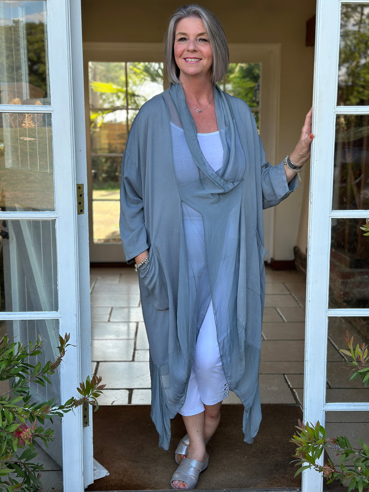 Silk Crossover Tunic | Grey