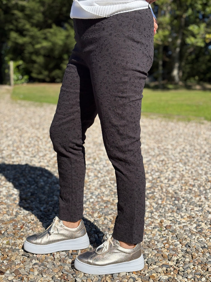 Pull Up Ankle Grazer Trouser - PINNS - 302CT | Black Jacquard