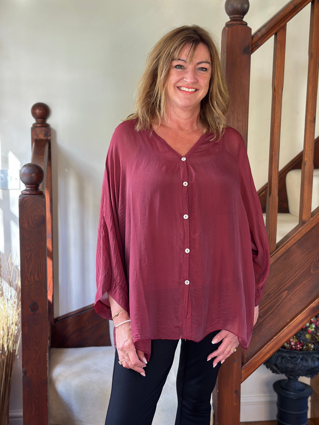Naomi Silk Blouse | Merlot