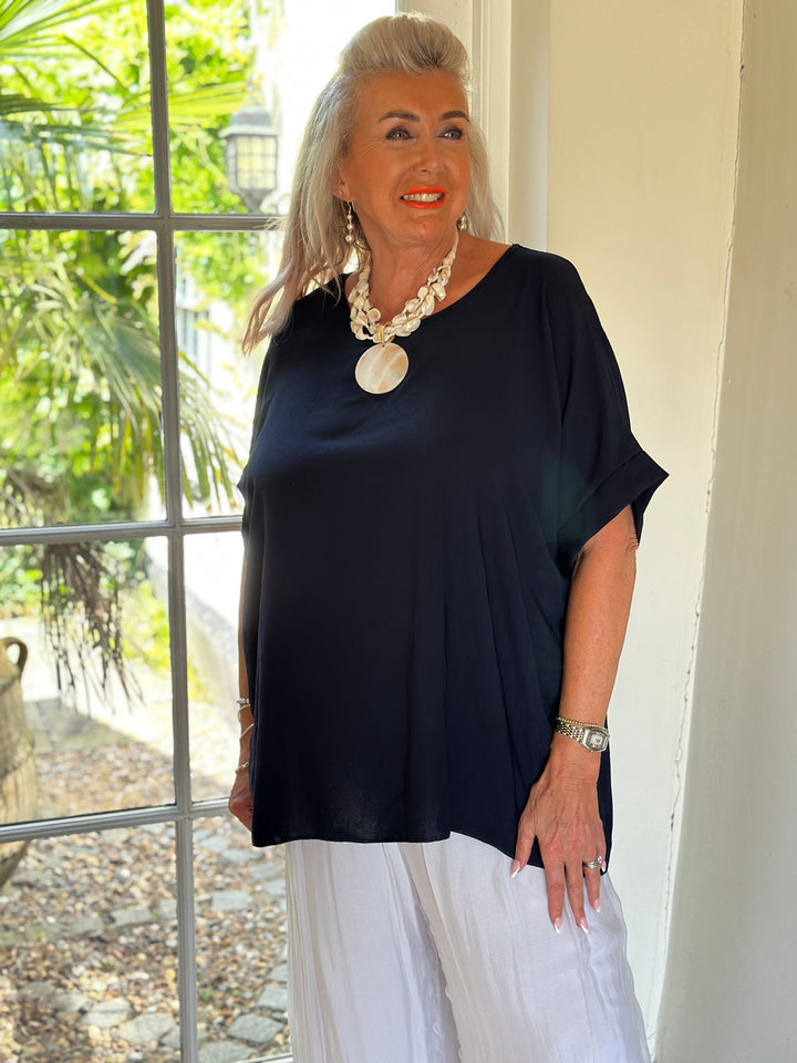 Oversized Staple Top | Navy
