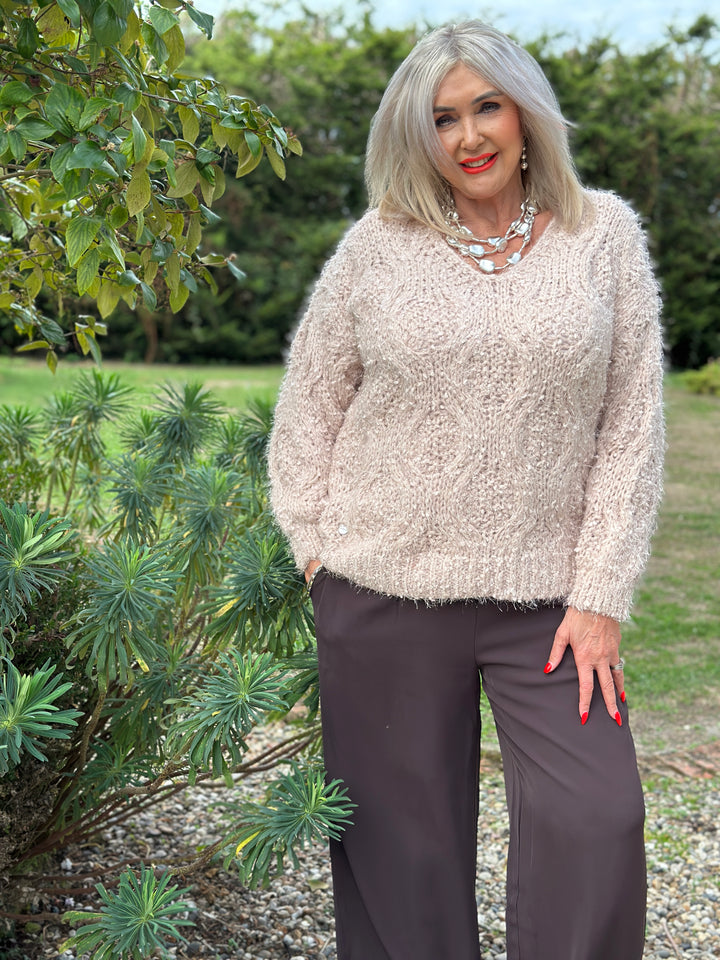 Cable Knit Shimmer Jumper - Malissa J | Blush