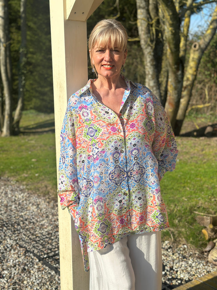 Baroque Print Shirt - Malissa J | Blue