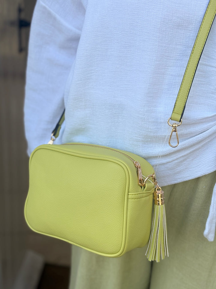Faux Leather Cross Body Bag | Lime