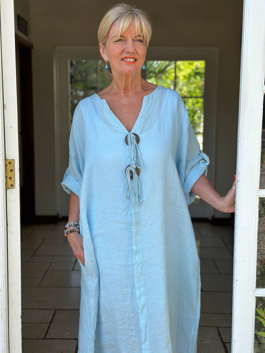 Positano Linen Dress | Soft Blue