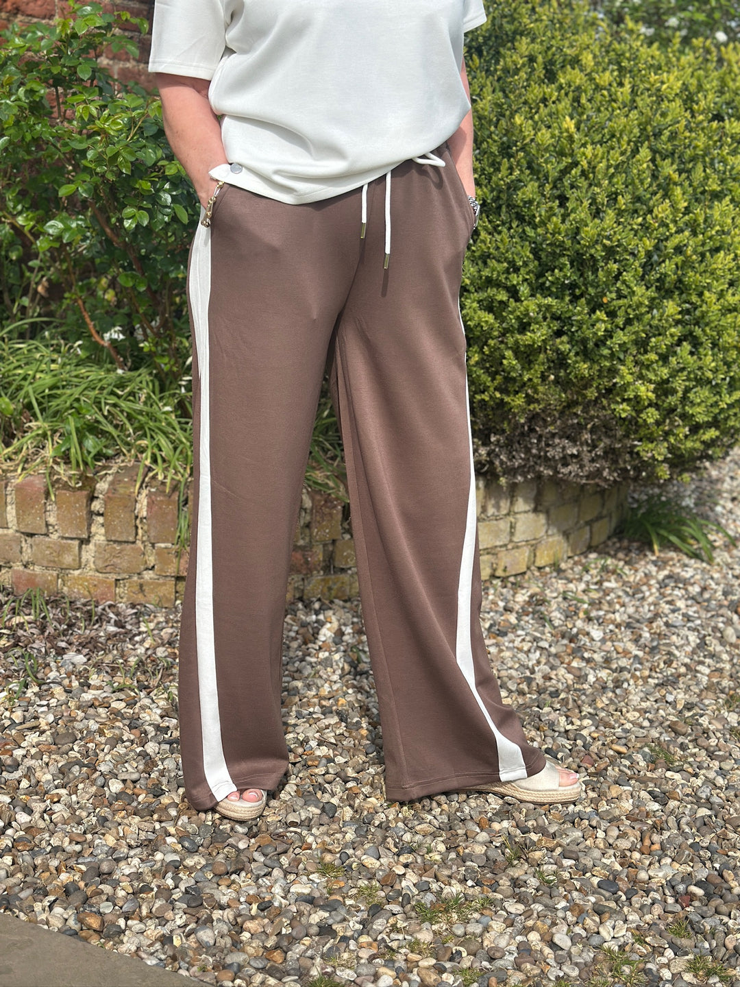 Double Stripe Loungewear Trousers - Malissa J | Chocolate
