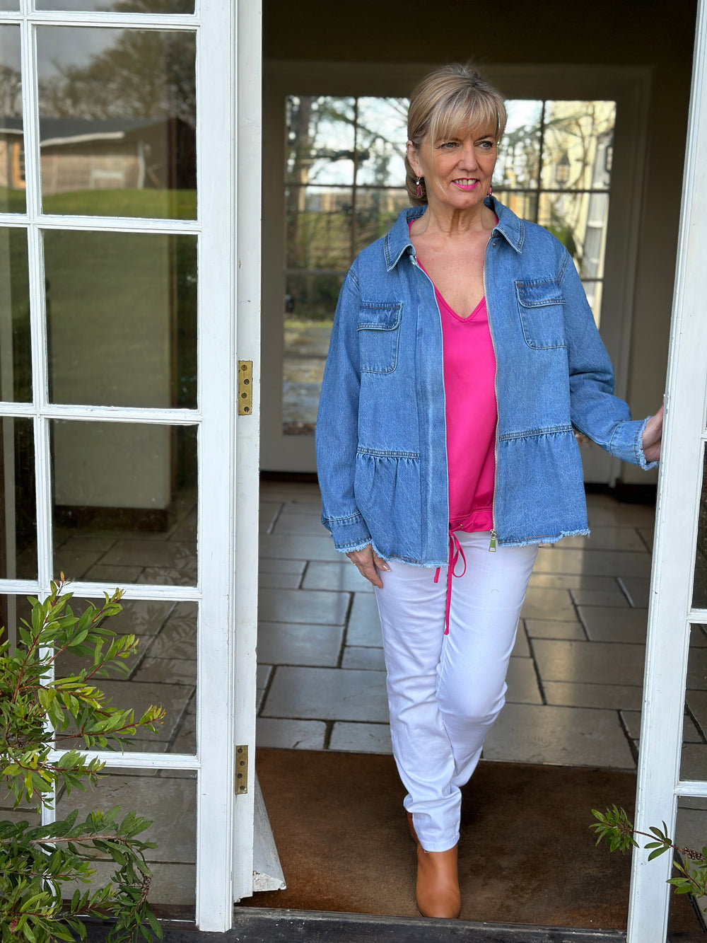 Frayed Hem Denim Jacket Malissa J | Denim - Mandy's Heaven 