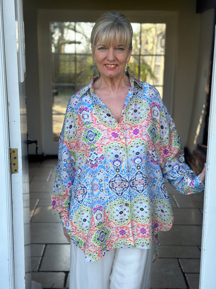 Baroque Print Shirt - Malissa J | Blue