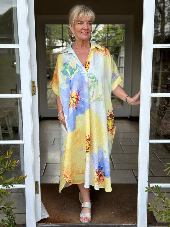 Watercolour Floral Sun Dress | Lemon