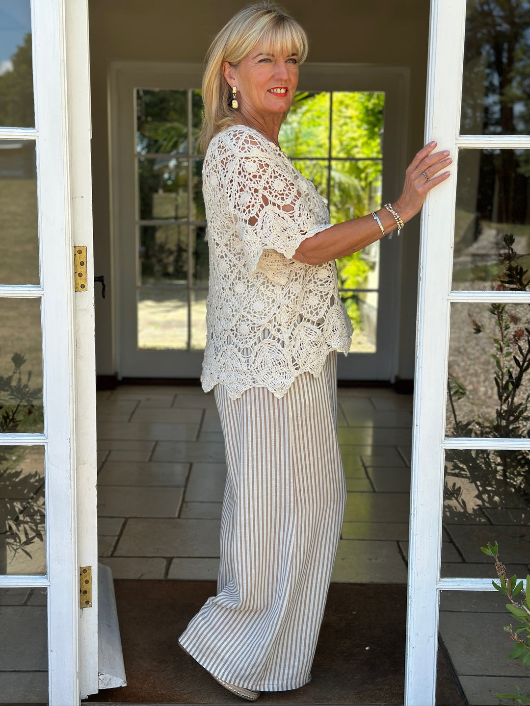 Two Piece Cotton Crochet Top | Beige