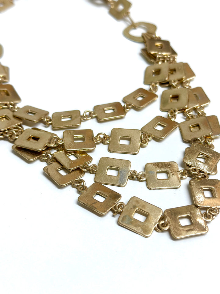 Mini Square Chain Necklace | Gold