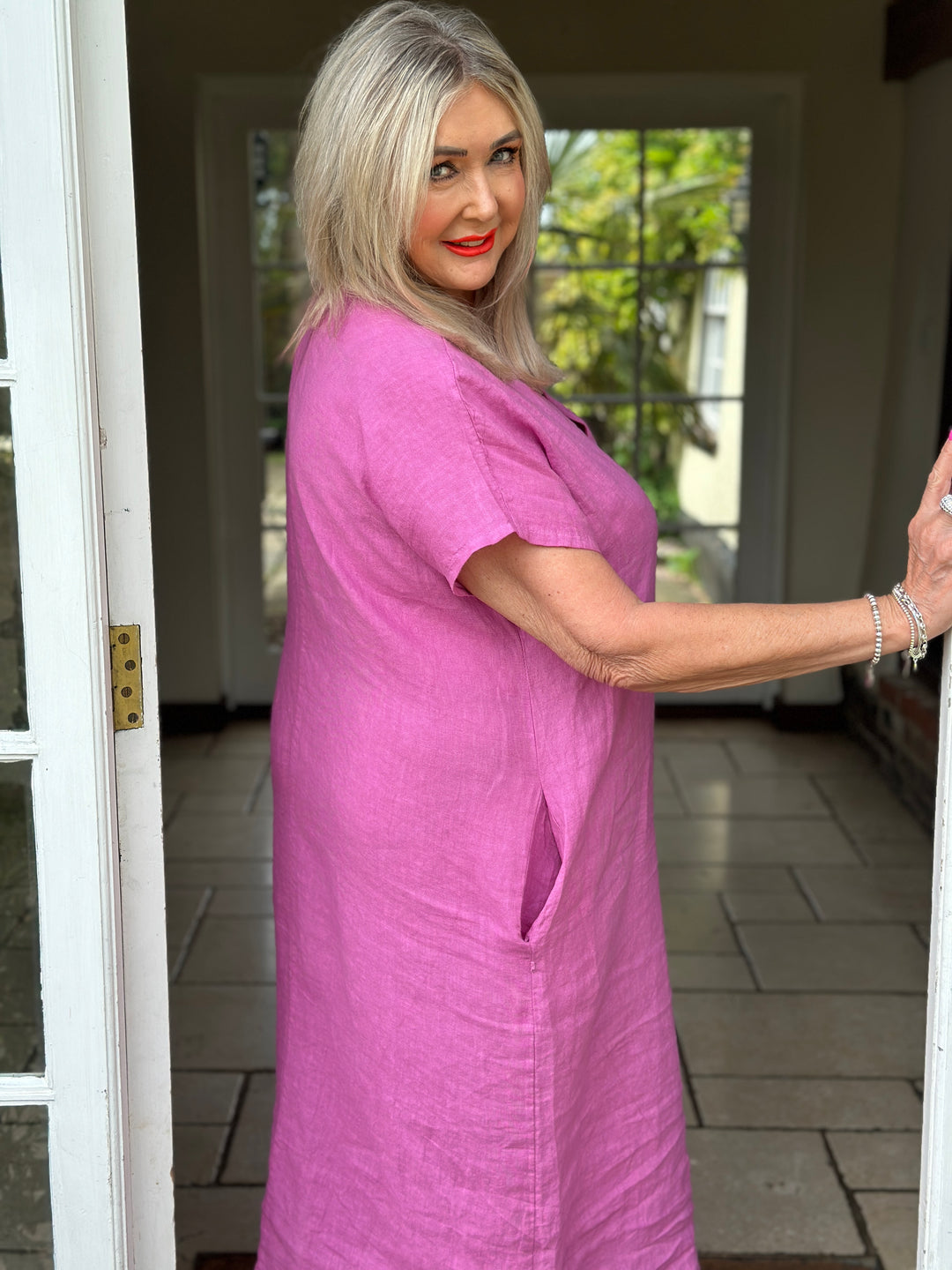 Linen Tunic Dress | Raspberry