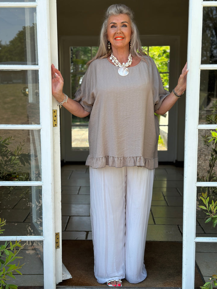 Rosie Ruffle Top | Taupe