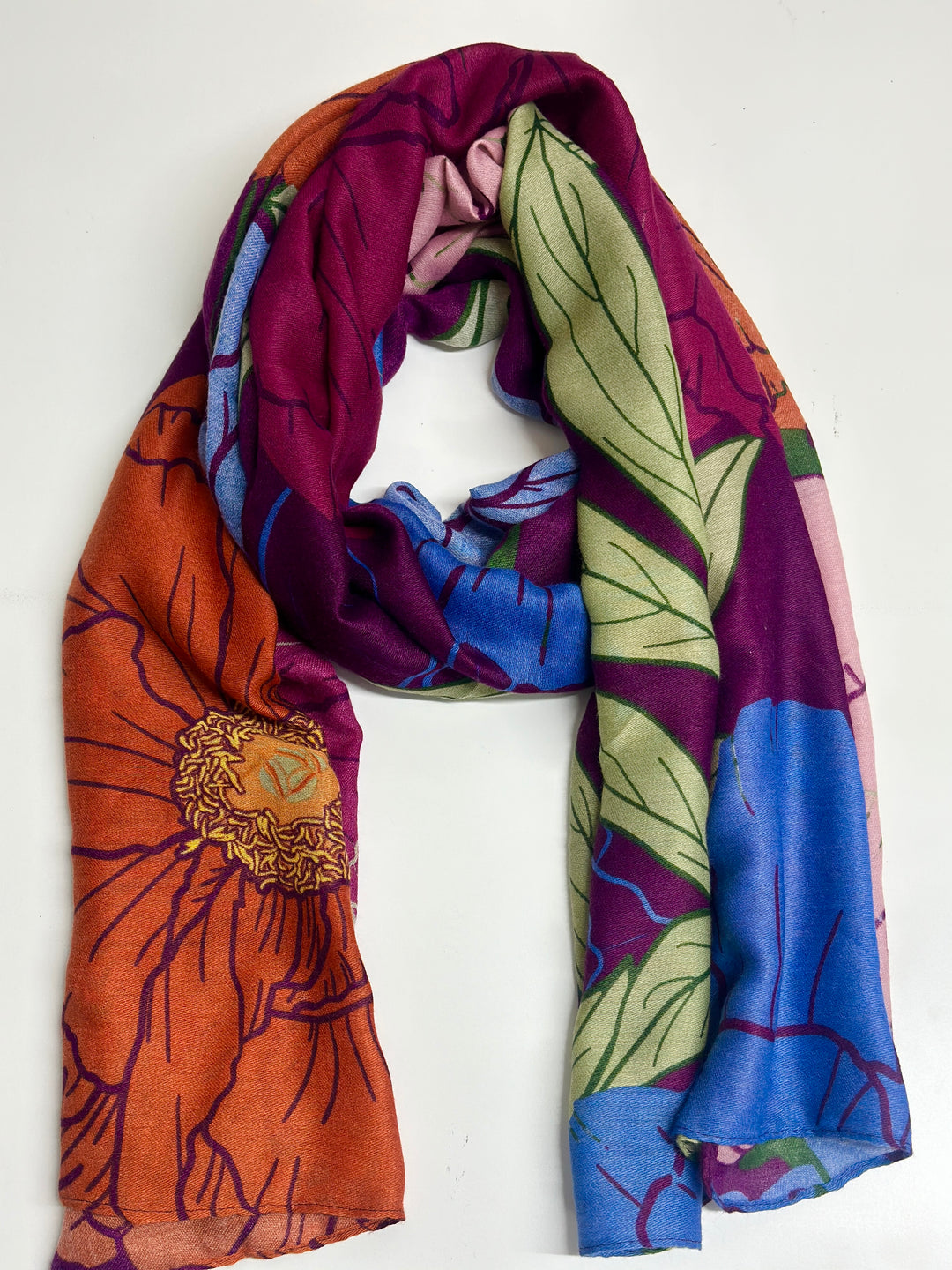 Peonies Scarf | Maroon
