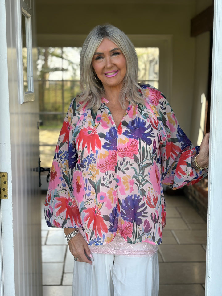 Floral Sheer Blouse - Malissa J | Pink