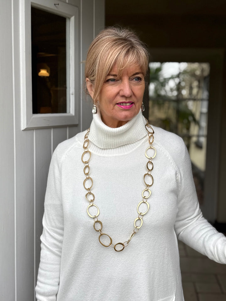 Long Large Rings Chain Necklace Gold