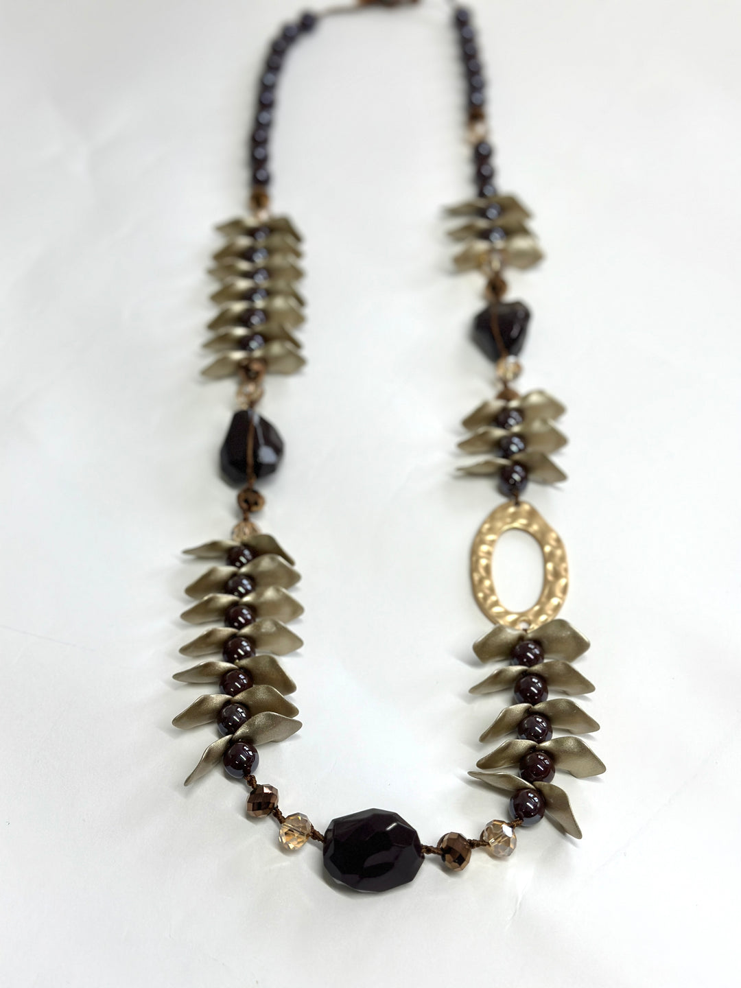 Leaf Cluster Long Necklace | Brown