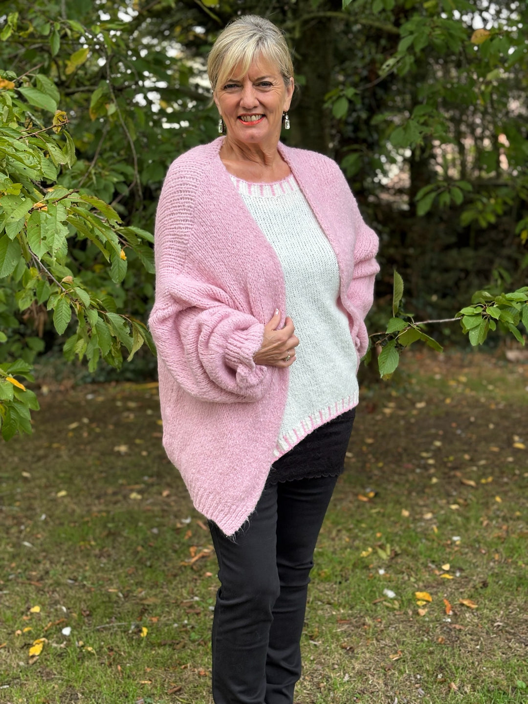 Long Sleeve Ruffle Cuff Knit Cardigan Baby Pink – Mandy's Heaven