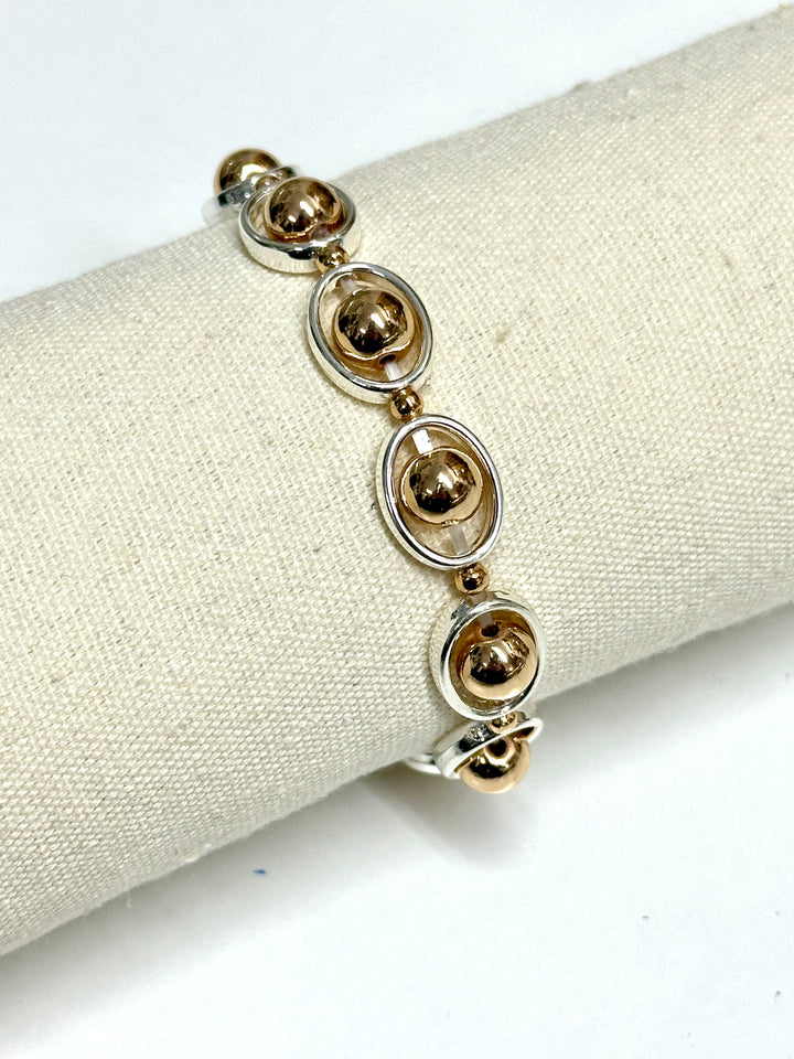 Orbit Bead Bracelet | Silver & Rose Gold