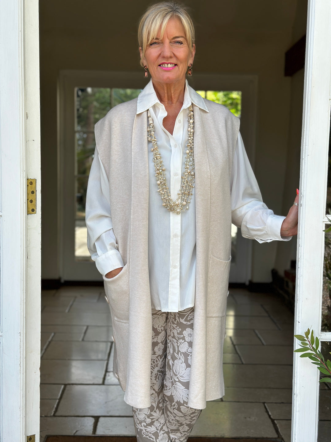 Button Pocket Gilet | Beige