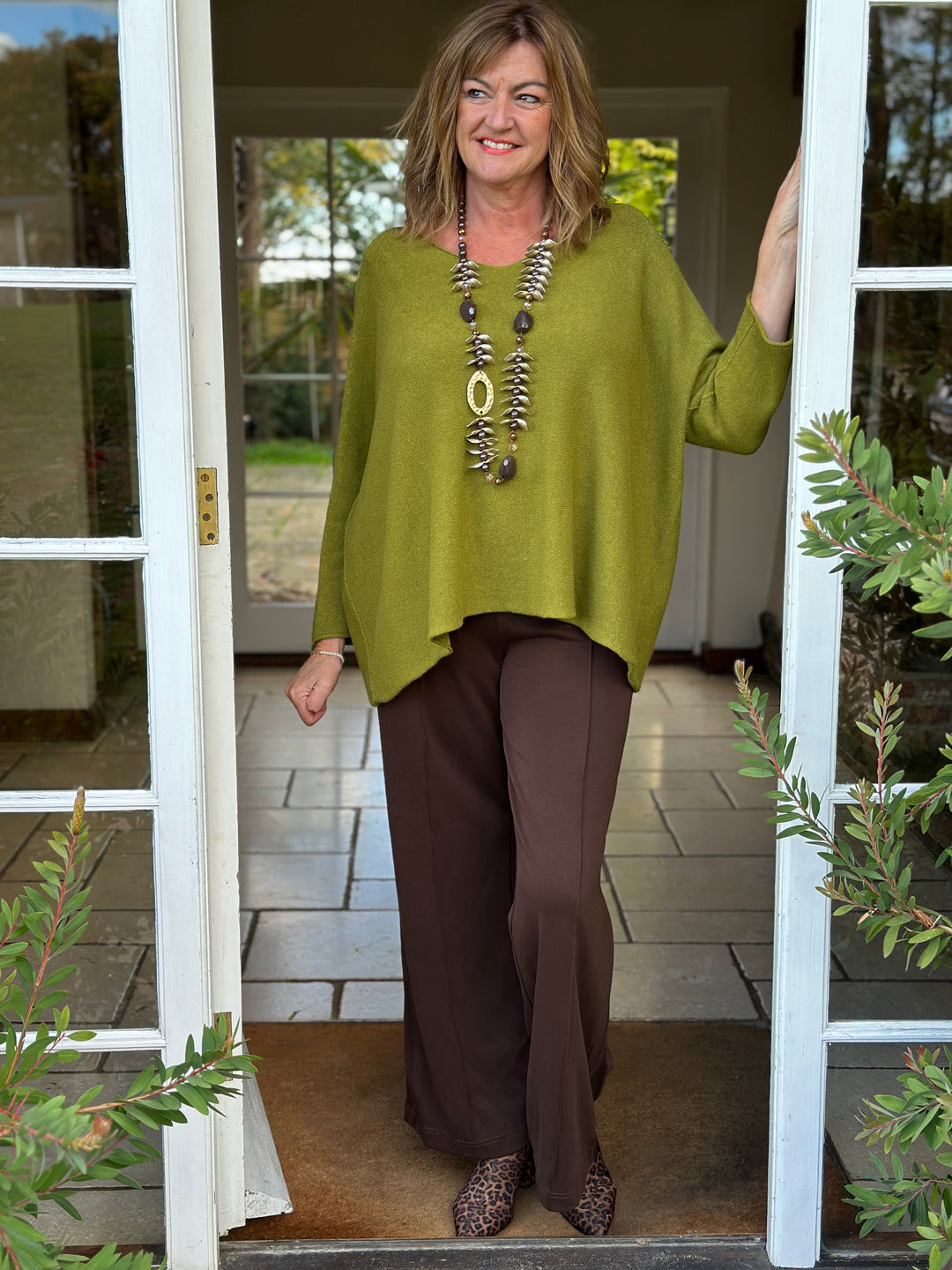 V-Neck Knitted Jumper | Olive