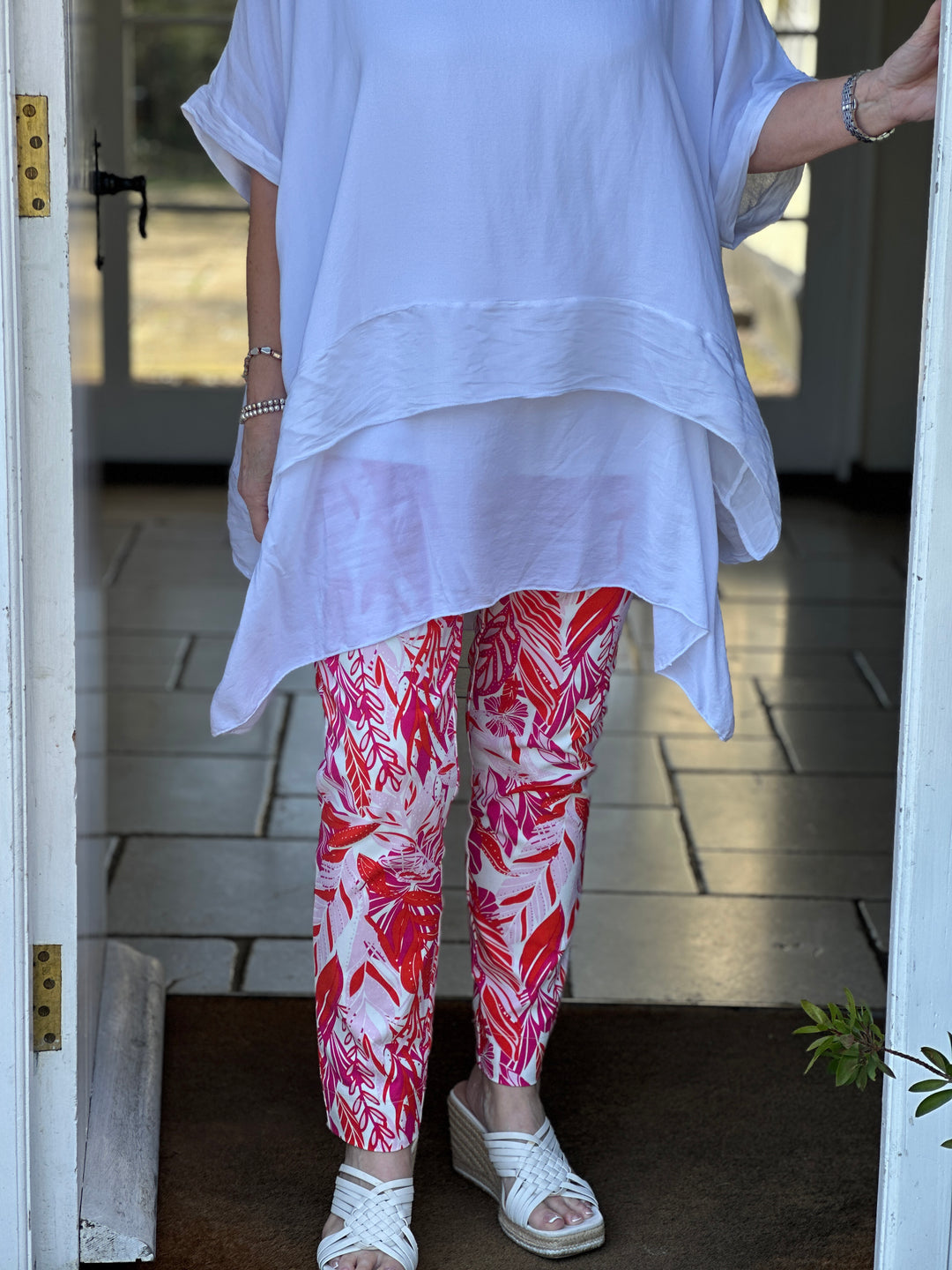 Pull Up Ankle Grazer Trouser - PINNS - 302CT | Tropical Paradise