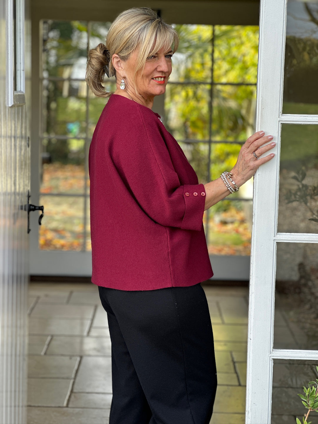Petite Jewel Brooch Top | Burgundy