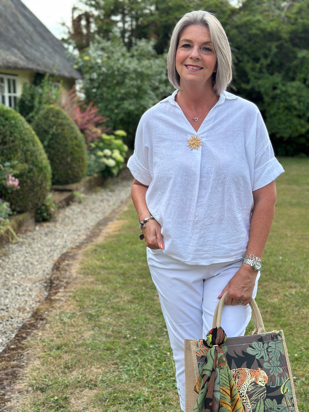 Isla Linen Blend Top | White
