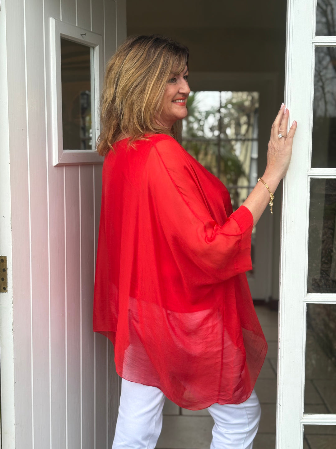 Mia Silk Blouse | Ruby Red