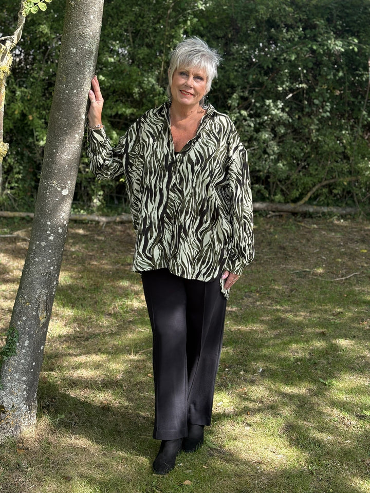 Iconic Print Collared Shirt | Bottle Green