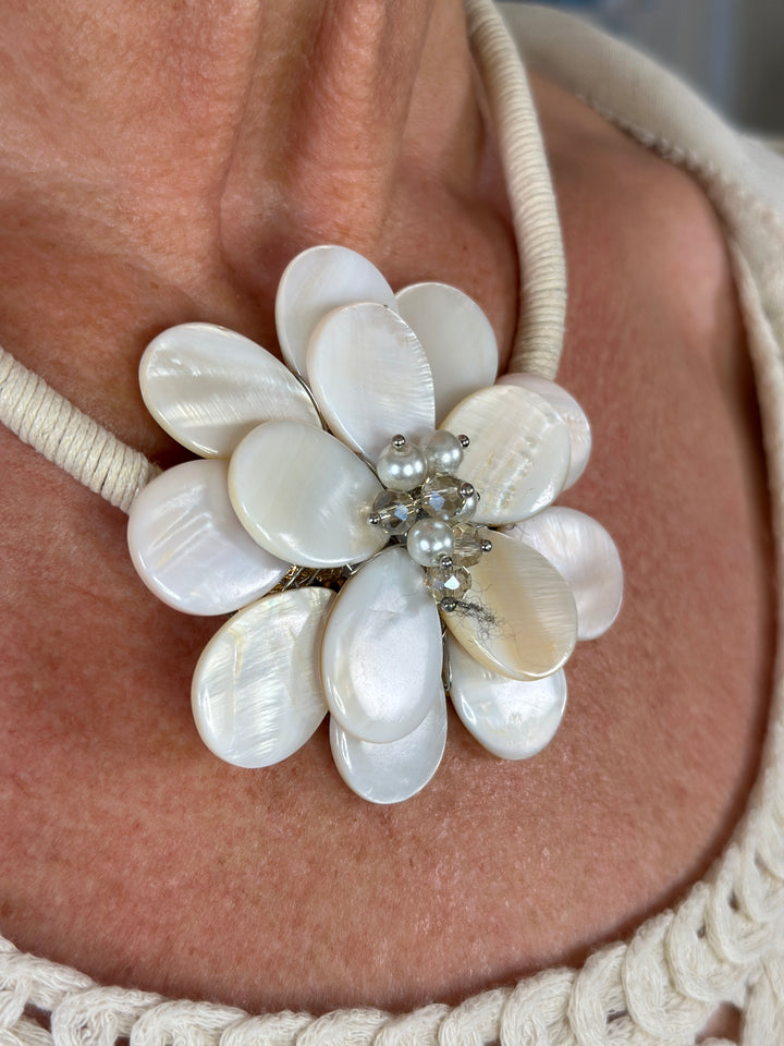 Pearlised Flower Necklace