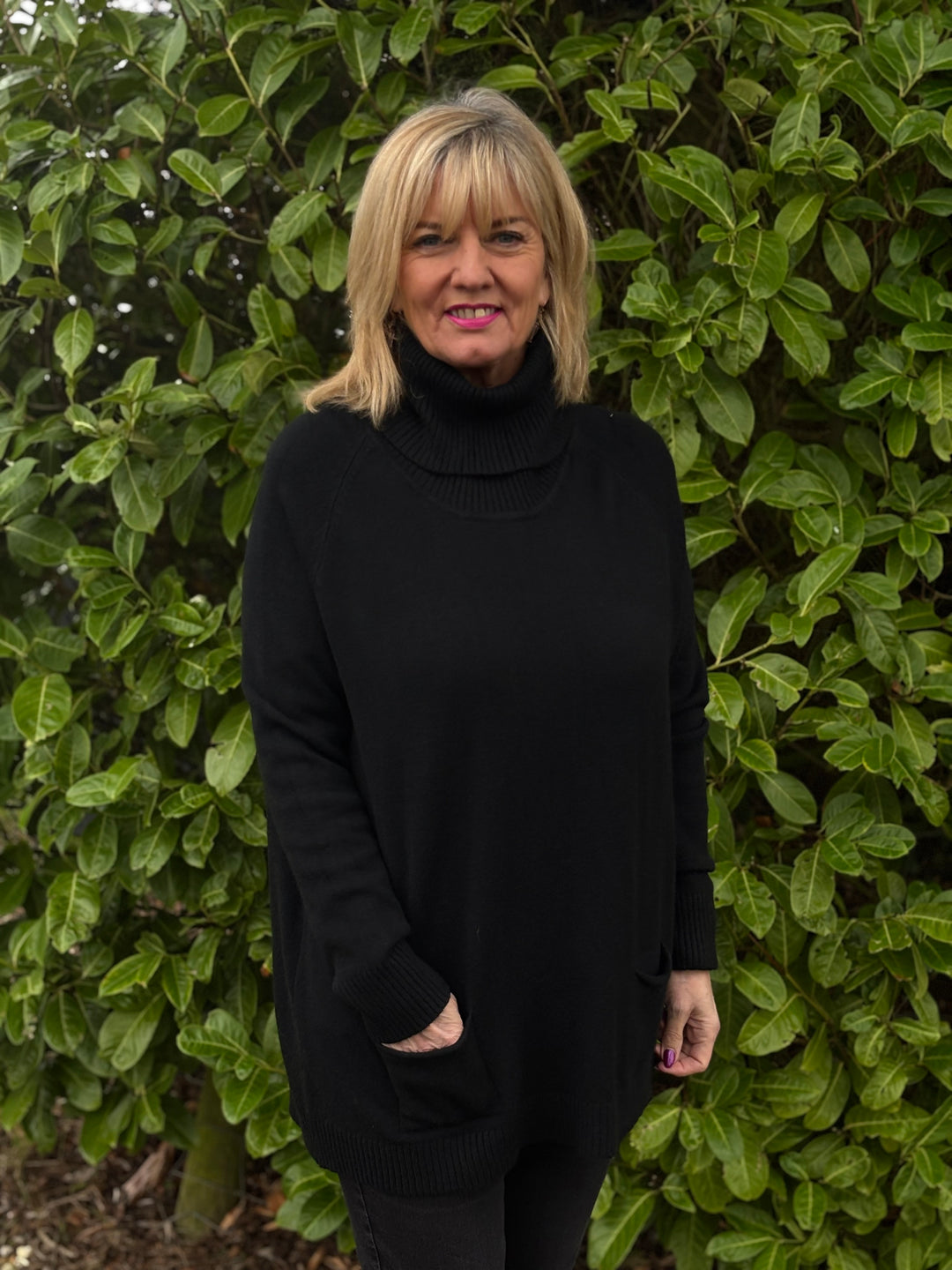 Pocket Roll Neck Jumper | Black