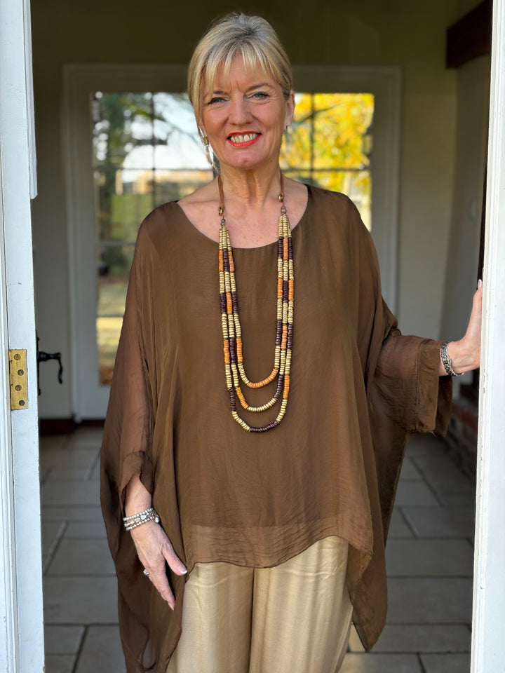 Mia Silk Blouse | Brown