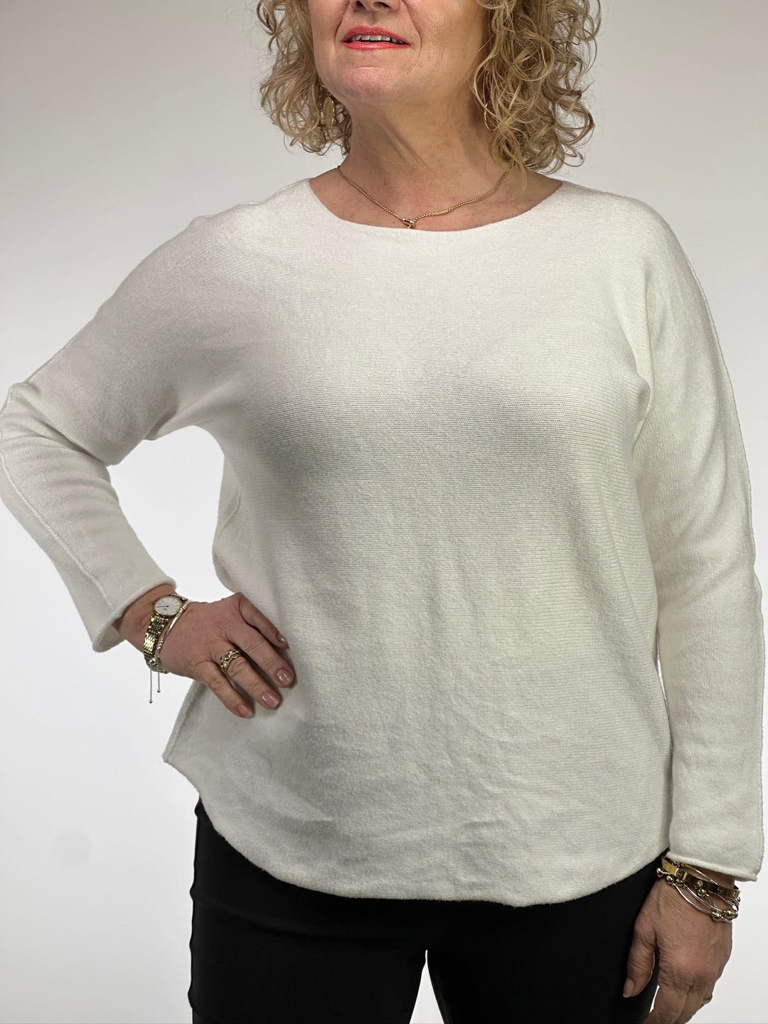 Petite Round-Neck Knitted Jumper | Cream