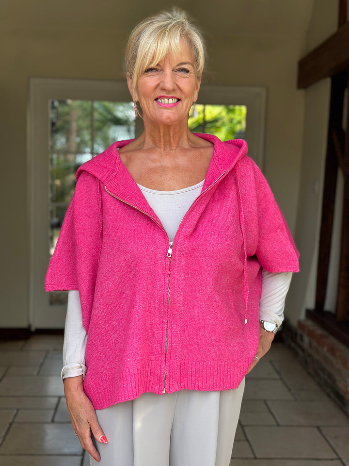 Boxy Knitted Hoodie - Malissa J | Fuchsia