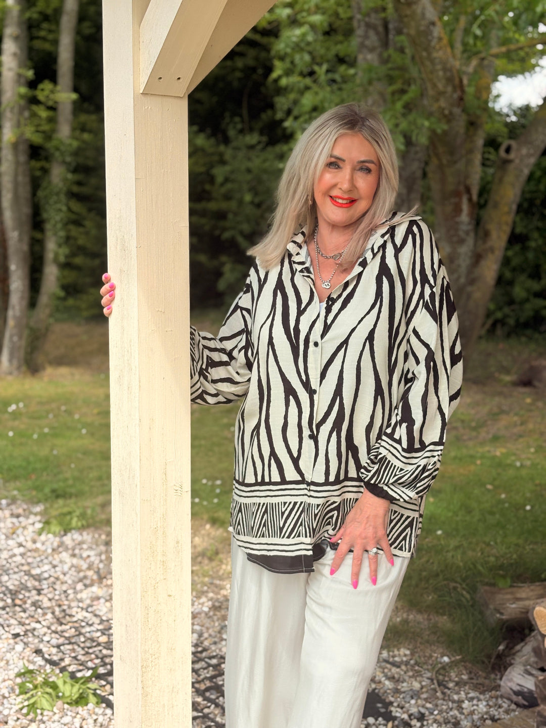 Zebra Print Inspired Shirt | Cream