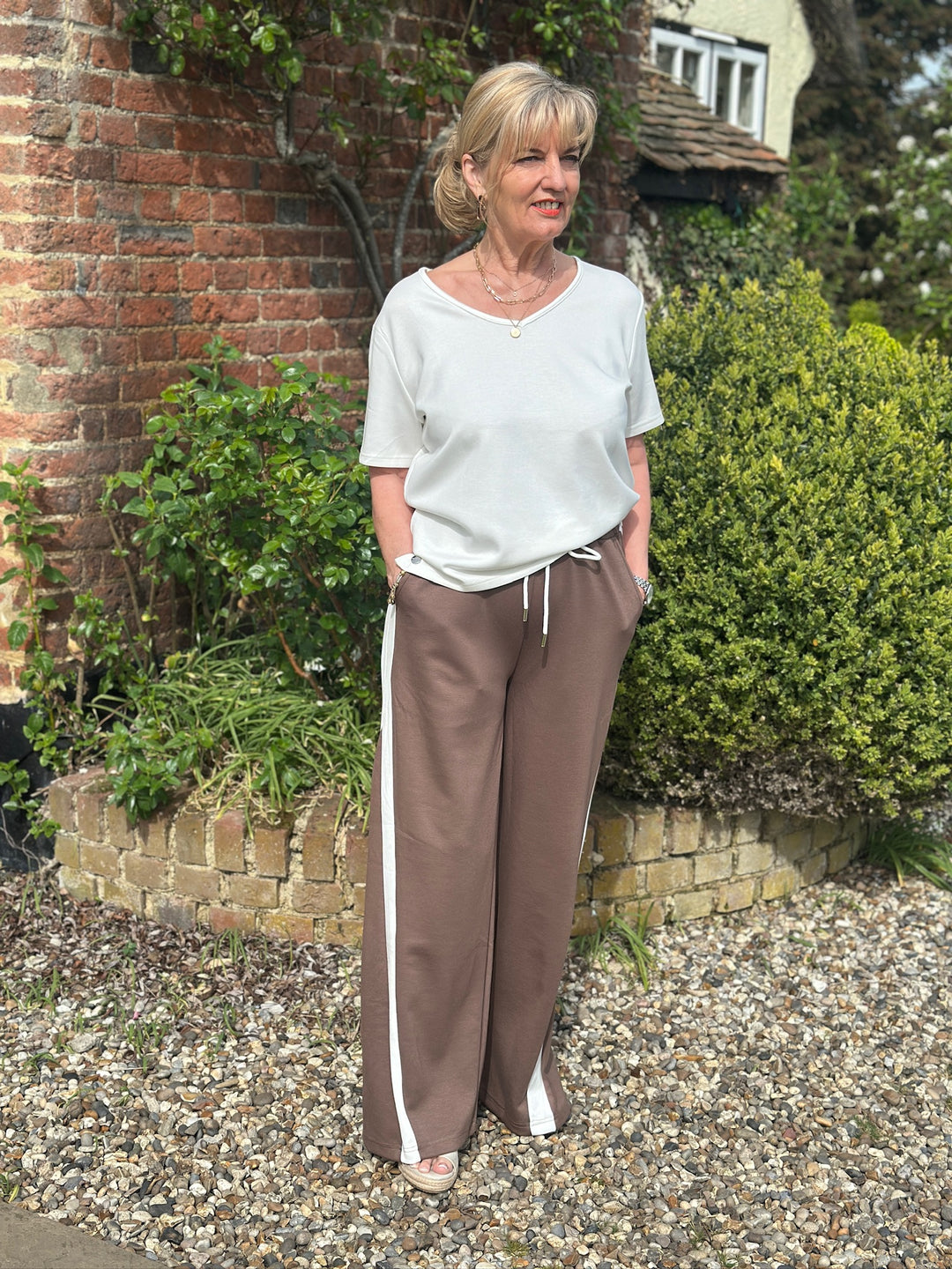 Double Stripe Loungewear Trousers - Malissa J | Chocolate
