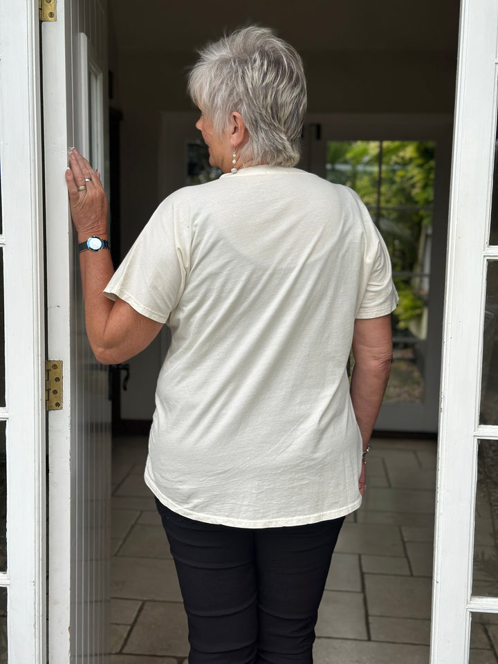 V-Neck Small Star T-Shirt | Stone