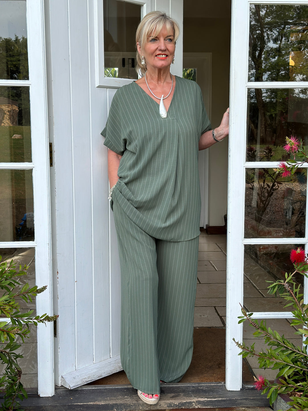 Pin Stripe Co-ord | Khaki