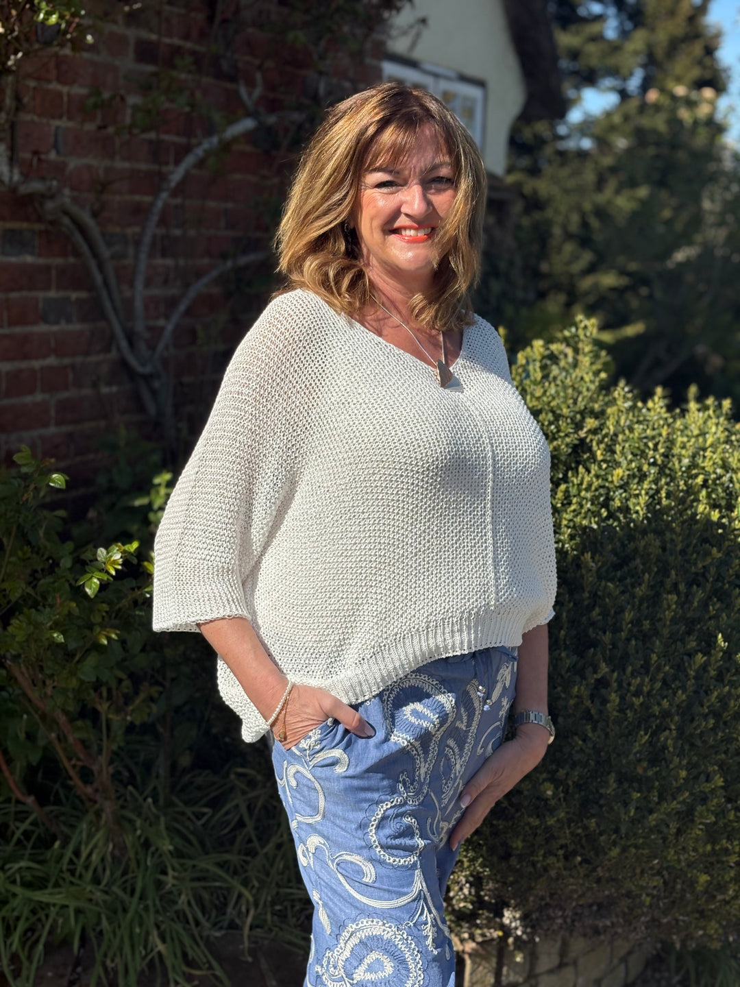 Embroidered Paisley Trousers - Malissa J | Blue