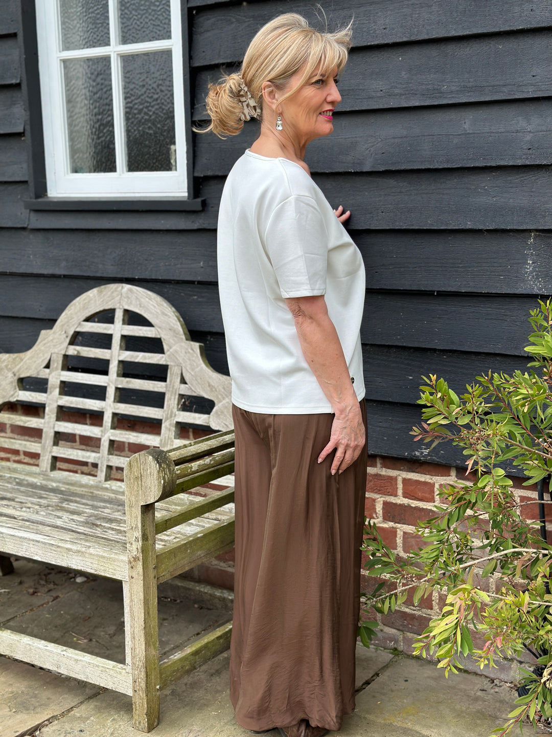 Luxe V-Neck Jersey Tee - Malissa J | White