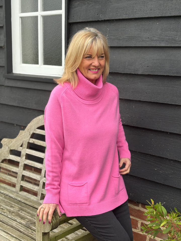 Pocket Roll Neck Jumper | Bubblegum Pink